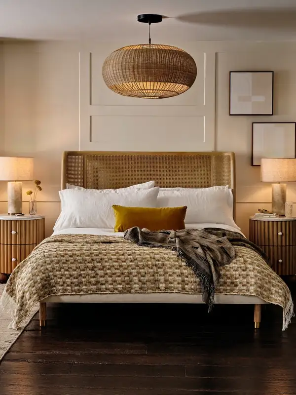 French-Inspired Solid Wood Cane-Detailed Bed — product image 5