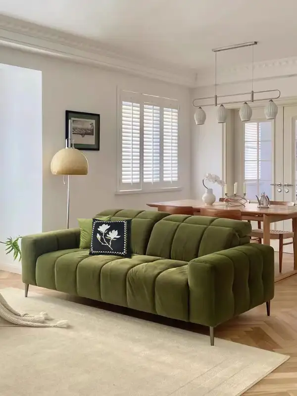 French-Inspired Mixed-Material Upholstered Sofa — product image 1