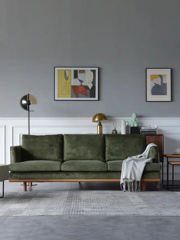 French-Inspired Mixed-Material Upholstered Sofa — product image 1