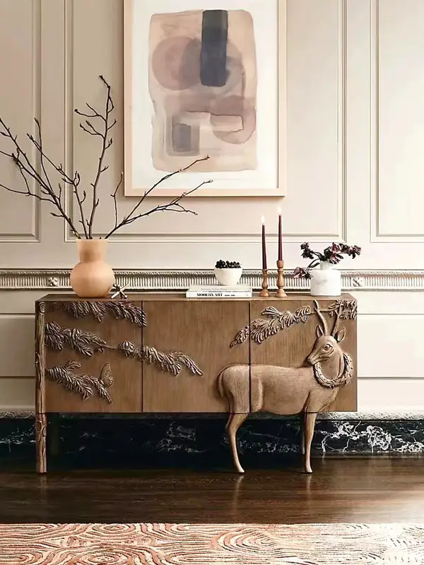 French-Inspired Mixed-Material Carved Sideboard — product image 1