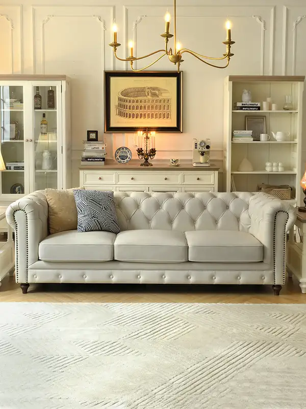 French-Inspired Mixed-Material Sofa — product image 1