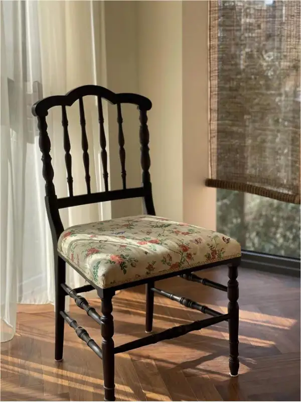 French-Inspired Mixed-Material Upholstered Dining Chair — product image 1