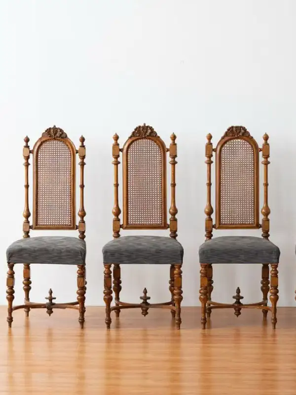 Vintage-Inspired Mixed-Material Carved Dining Chair — product image 1
