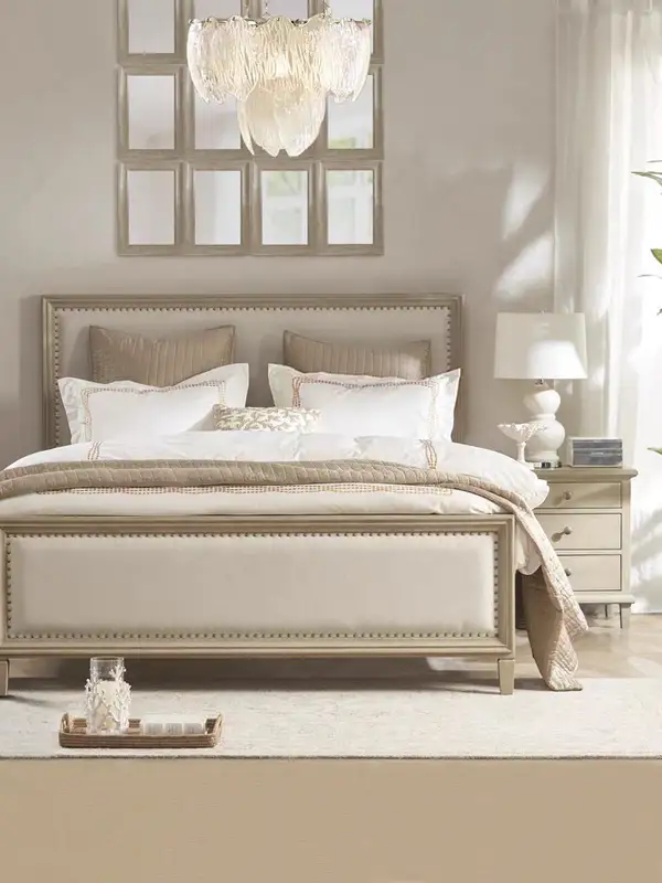 American-Style Mixed-Material Upholstered Bed — product image 1