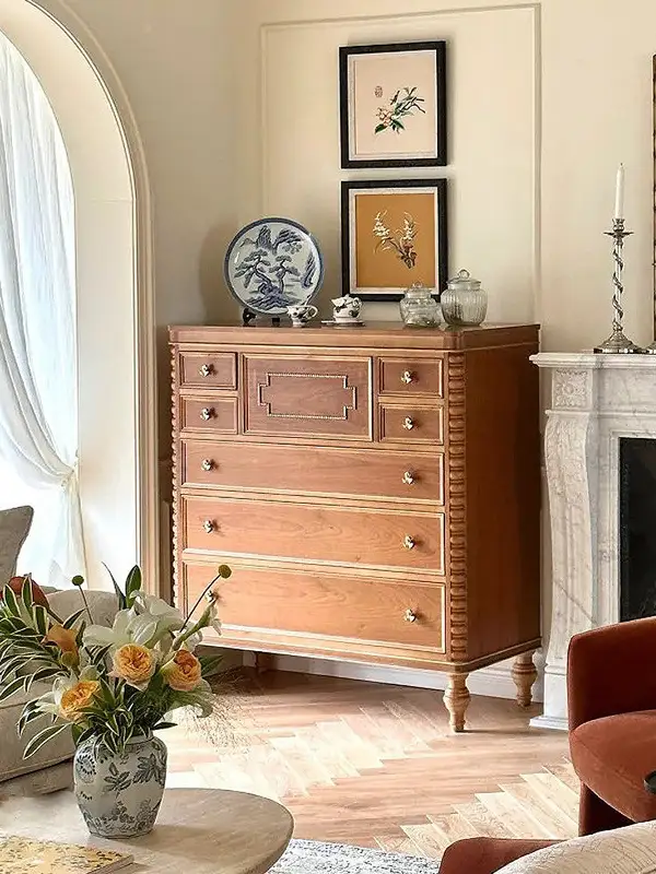 French-Inspired Solid Wood Carved Chest of Drawers — product image 1