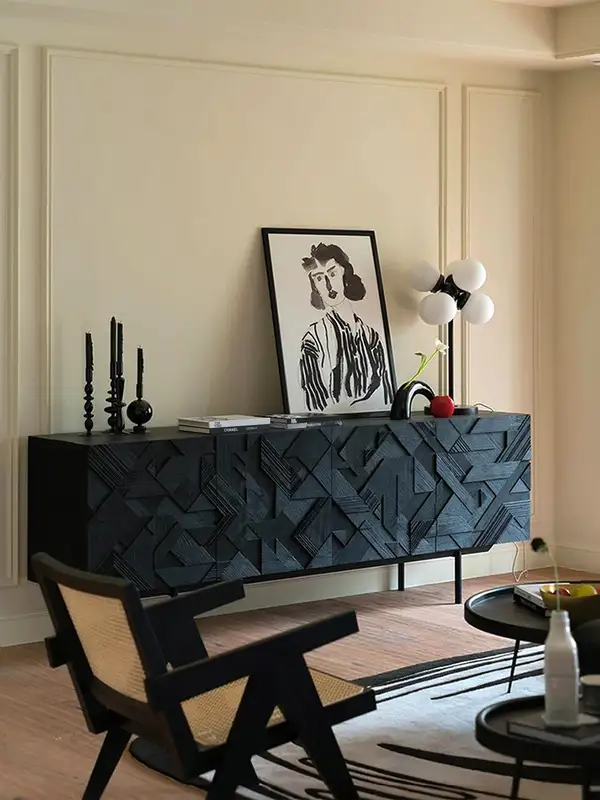 French-Inspired Solid Wood Storage TV Unit — product image 1
