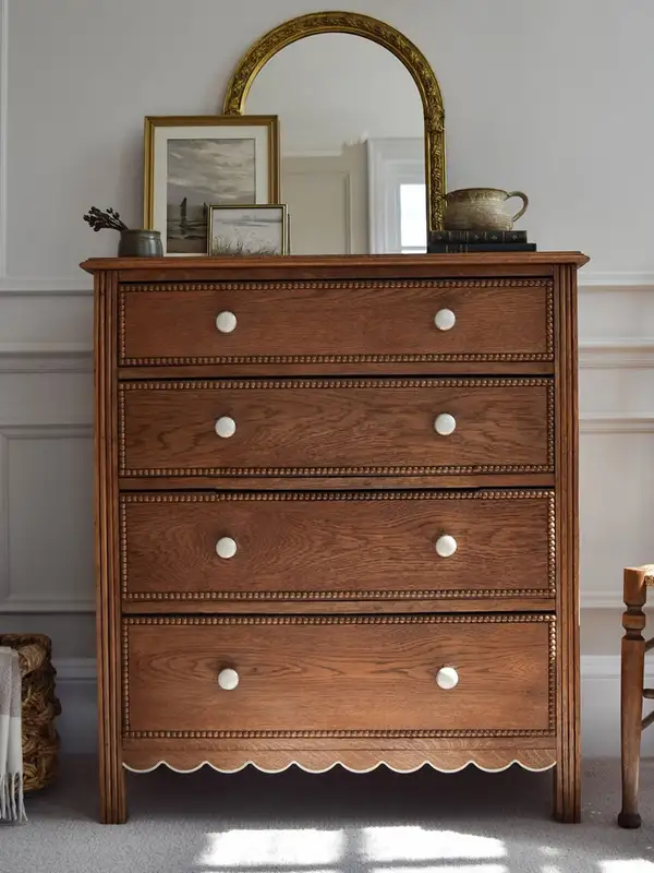 French-Inspired Solid Wood Carved Chest of Drawers — product image 1