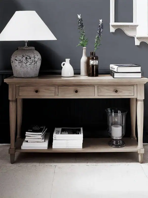 American-Style Oak Storage Console Table — product image 1
