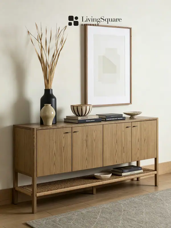 American Country Cane-Front Hallway Cabinet — product image 2