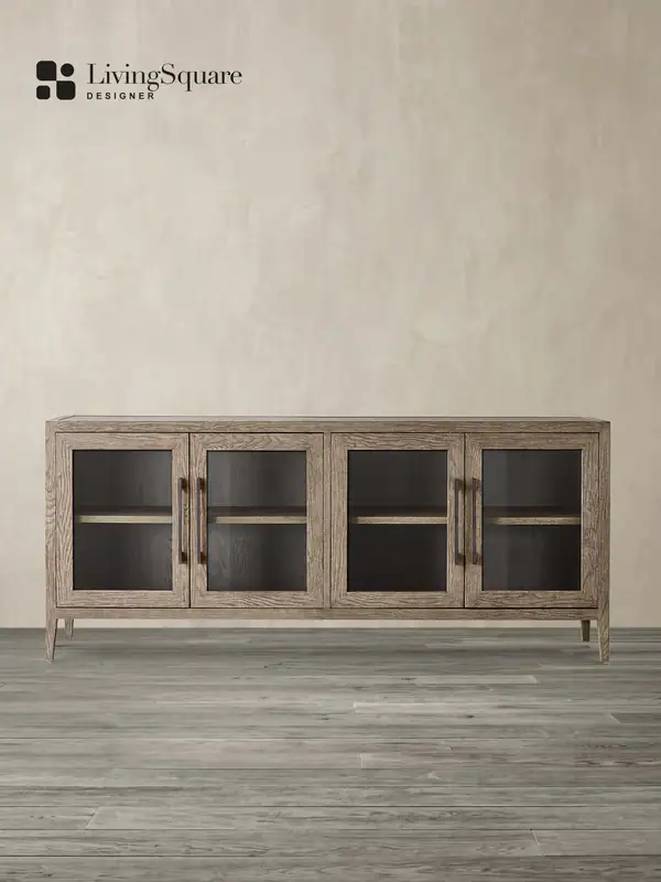 Vintage-Inspired Glass-Door Storage Cabinet — product image 2