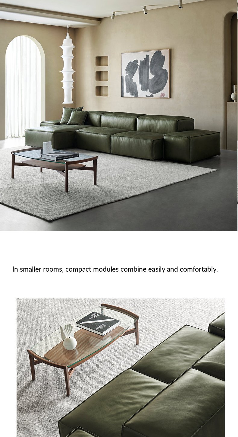 David Leather Ottoman – Vintage Green — image 15