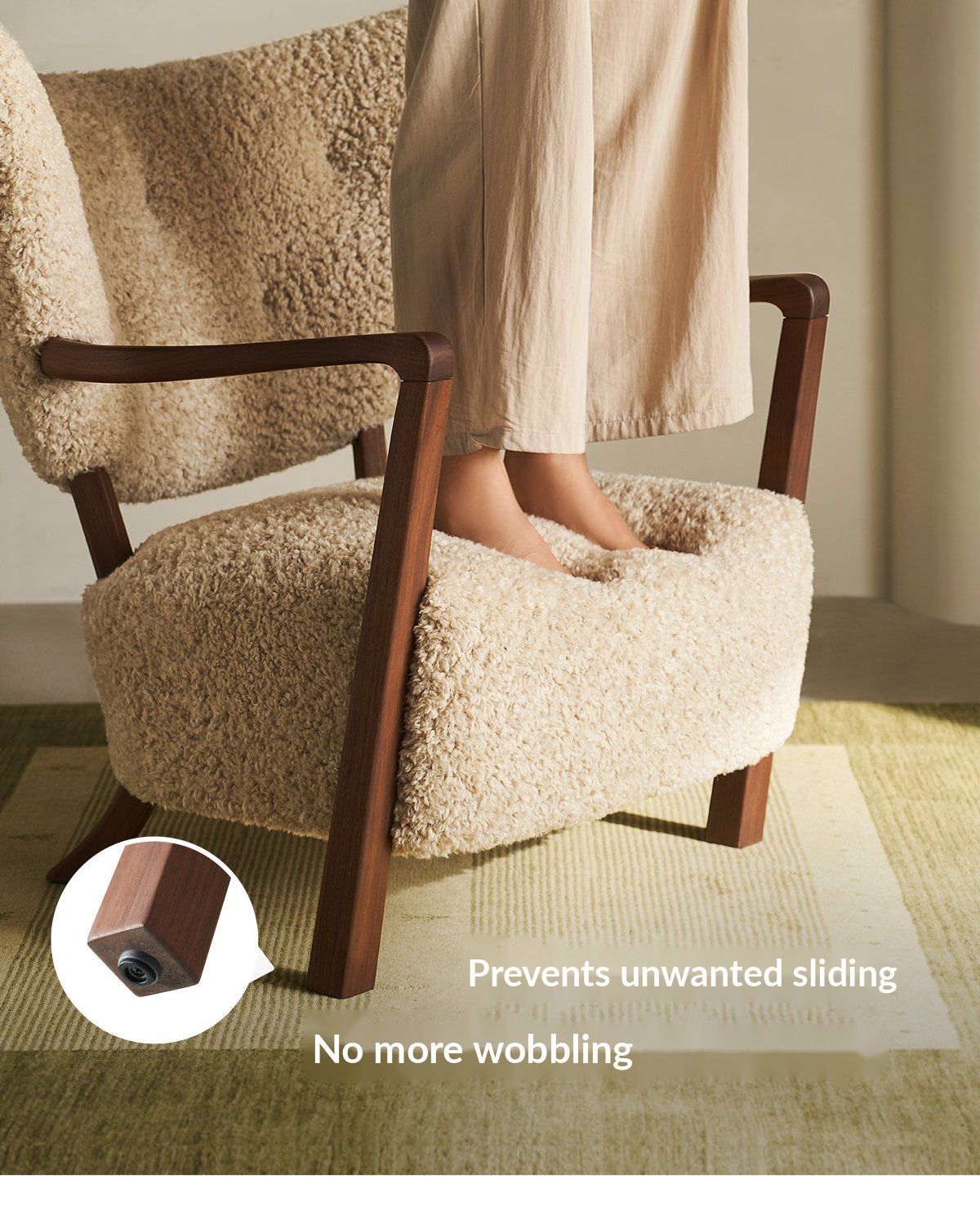 Black Walnut Ottoman – Beige Taupe — image 48