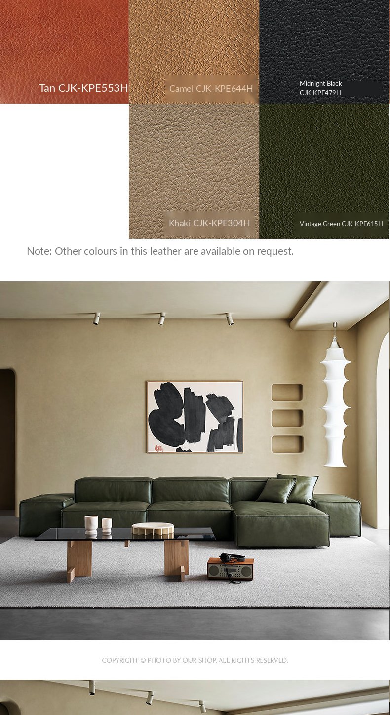 David Leather Ottoman – Vintage Green — image 9