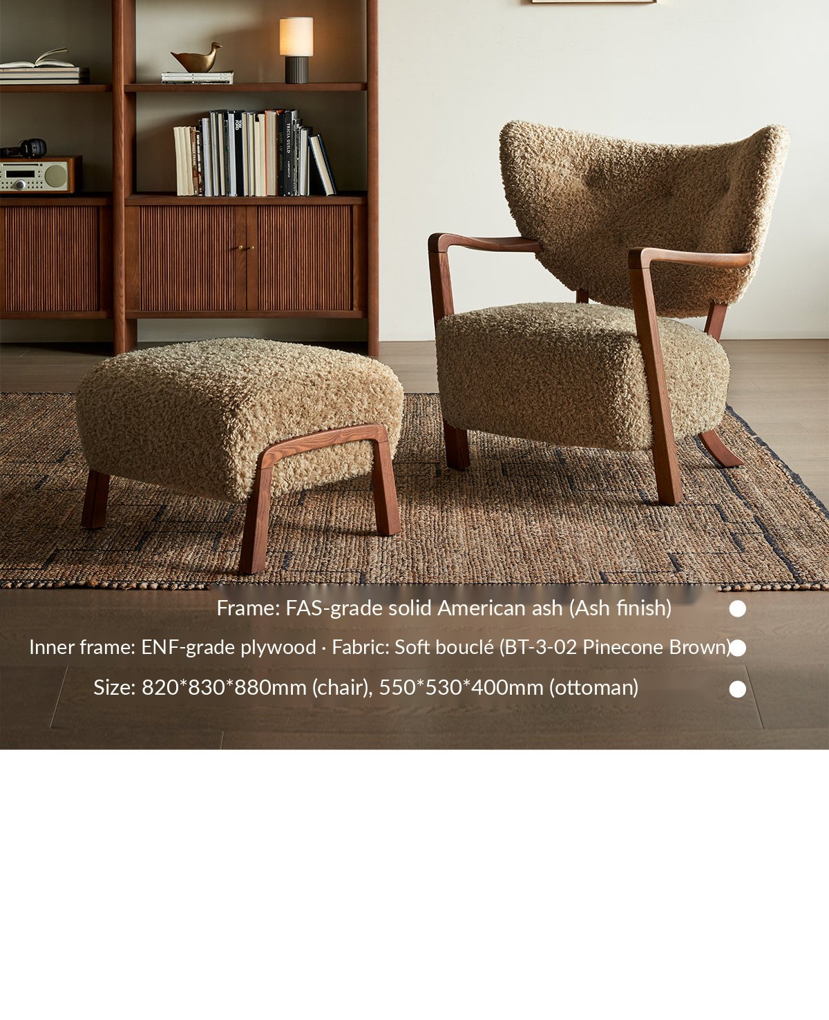 Black Walnut Ottoman – Beige Taupe — image 14